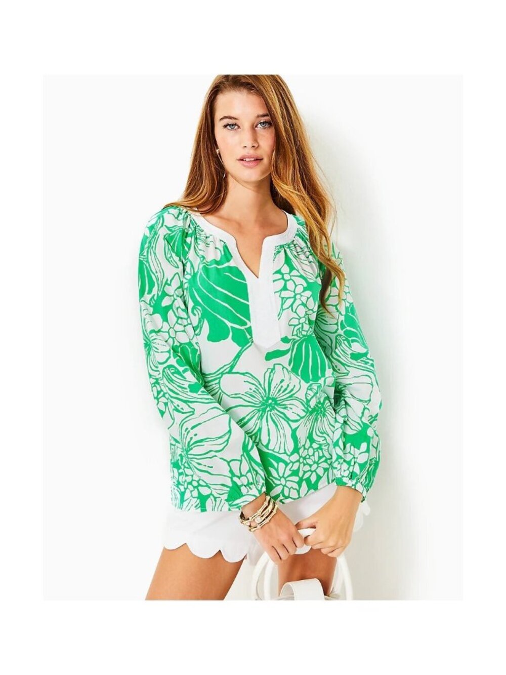 LILLY PULITZERCAMRYN TUNIC - SPEARMINT - OVERSIZED KISS MY TULIPS
